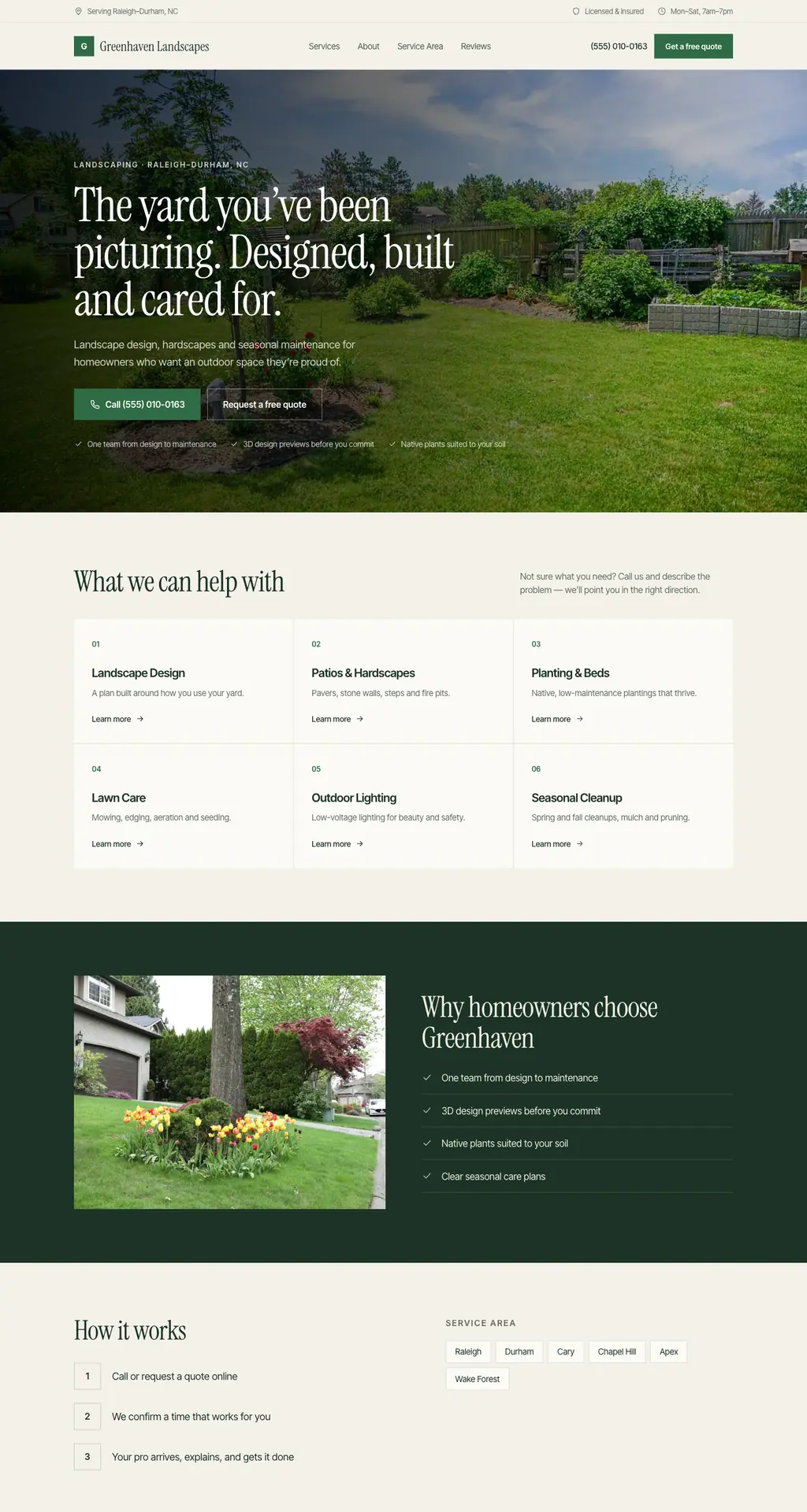 Greenhaven Landscapes — desktop view