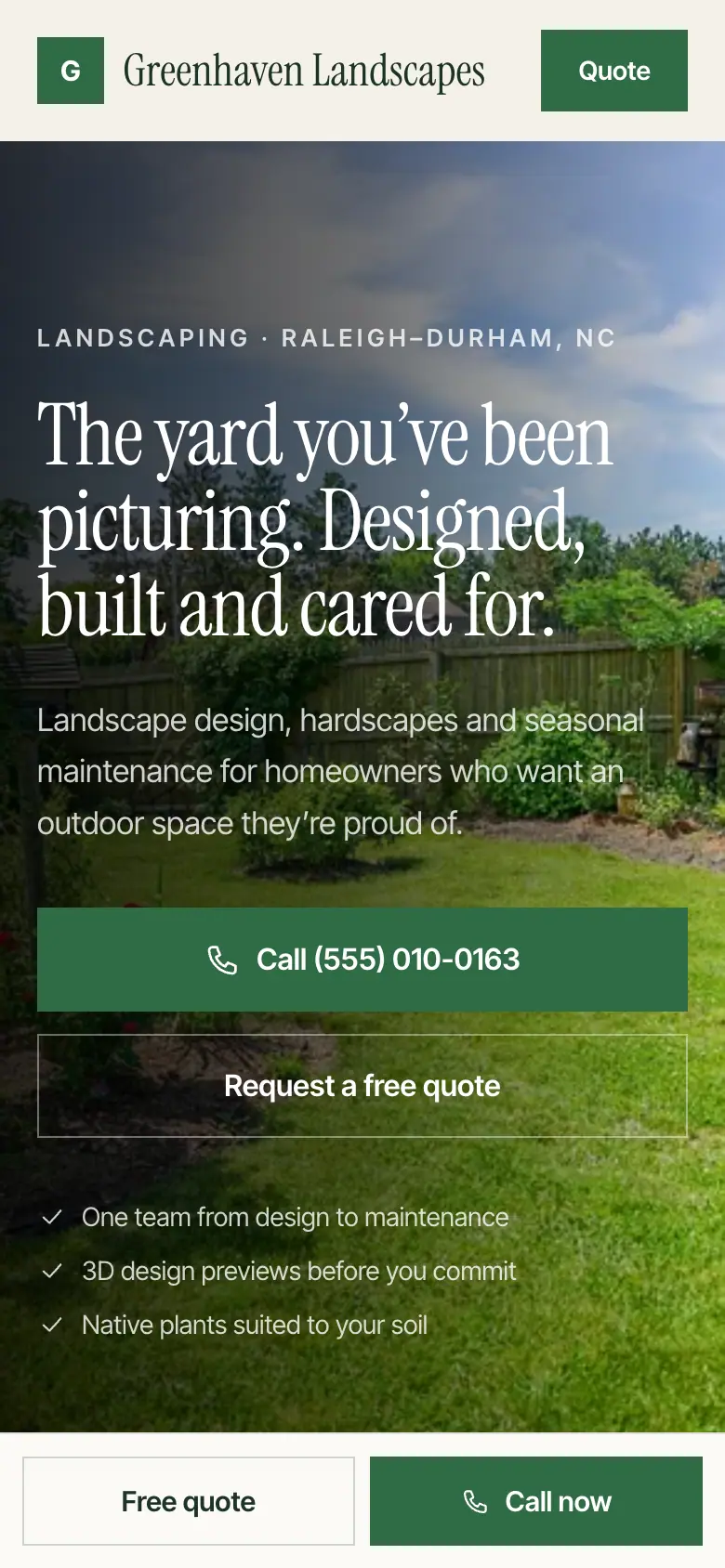 Greenhaven Landscapes — mobile view